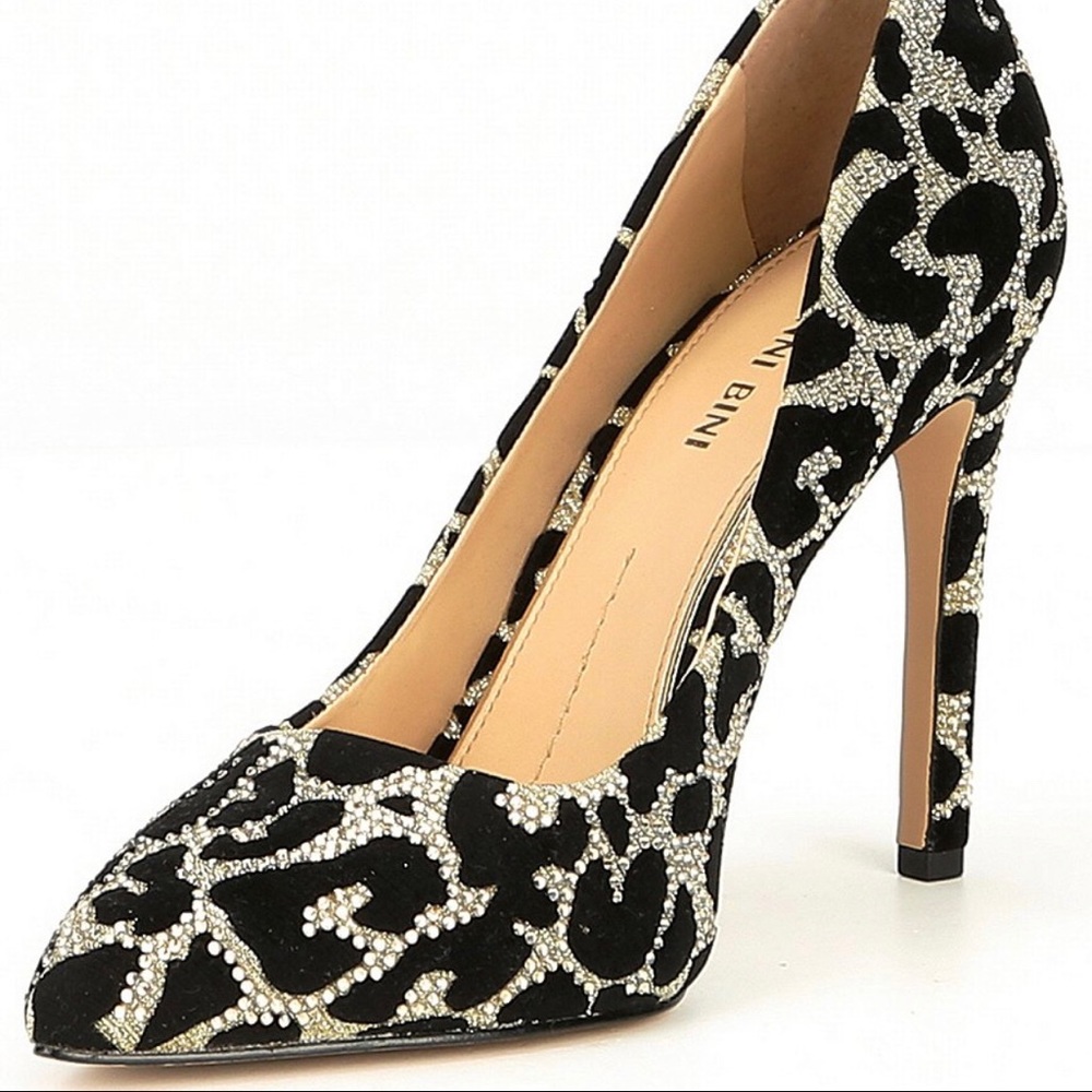 Gianni Bini Ivyya Leopard & Crystal Heels